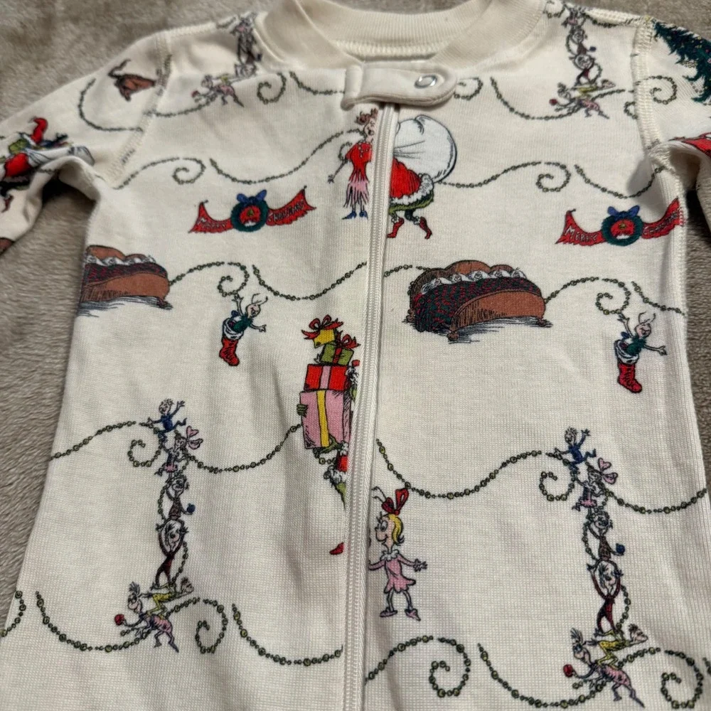 Hanna Andersson Grinch Christmas Pajamas Organic Cotton Sleeper 18-24M